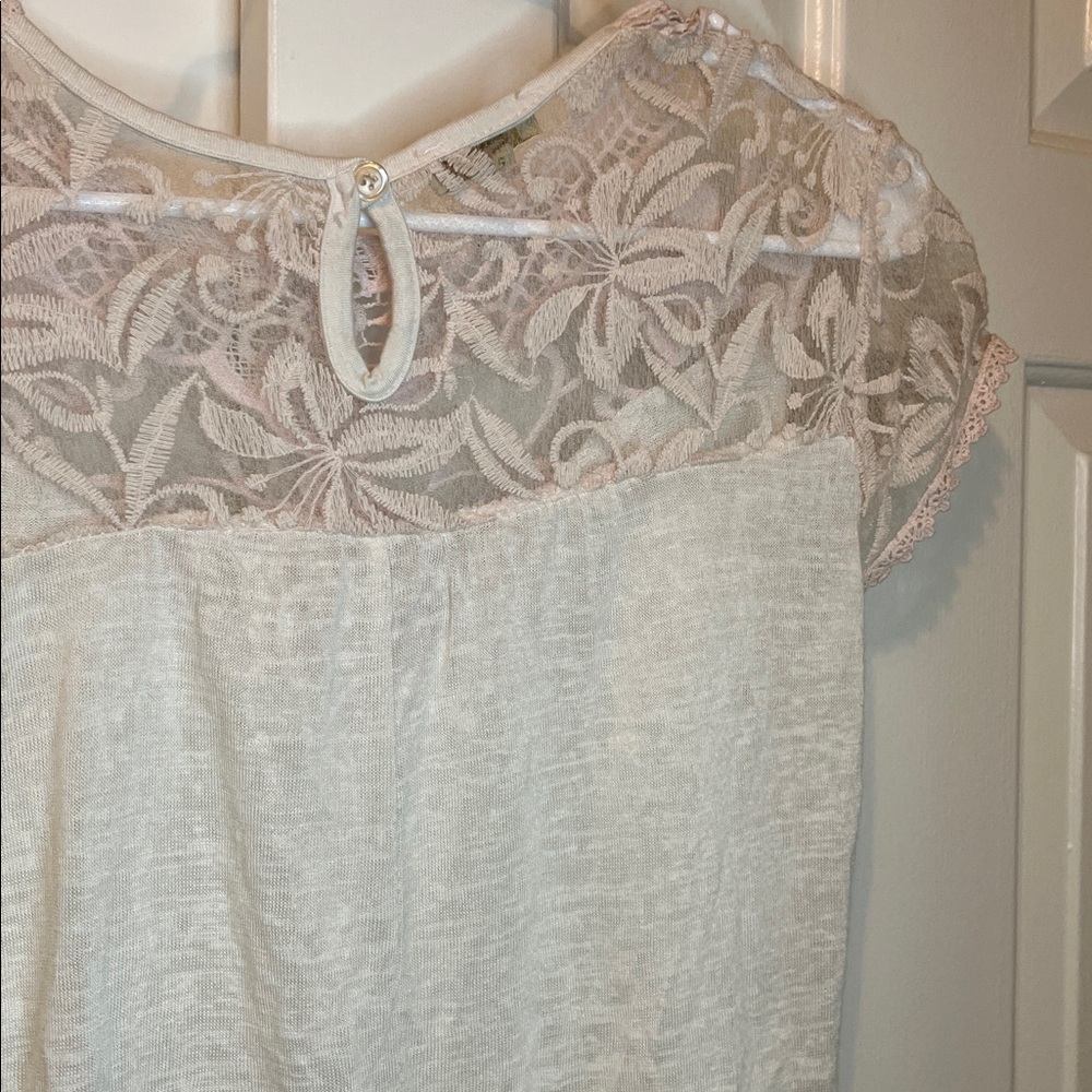 Ambra Italy Pale Pink Lace T Shirt Viscose Size S - Picture 6 of 8